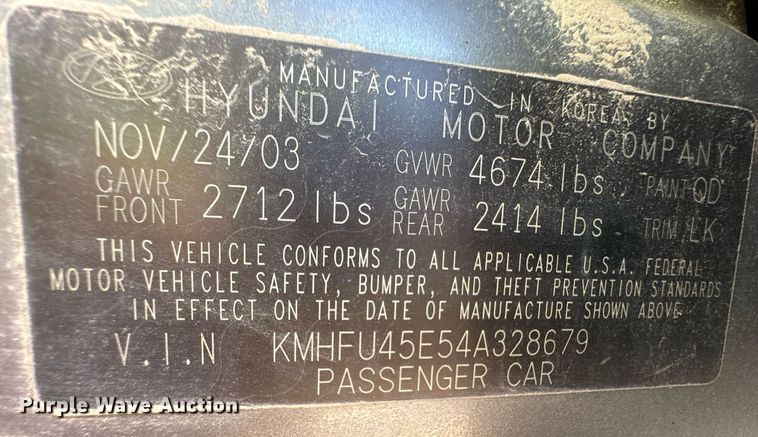 image for item ER8014 2004 Hyundai XG350 