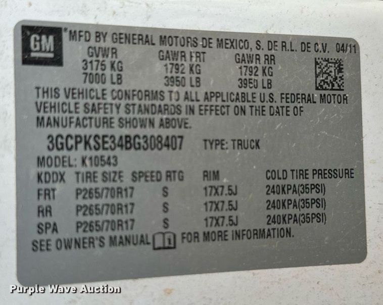 image for item IE9128 2011 Chevrolet  Silverado 1500 Crew Cab pickup truck