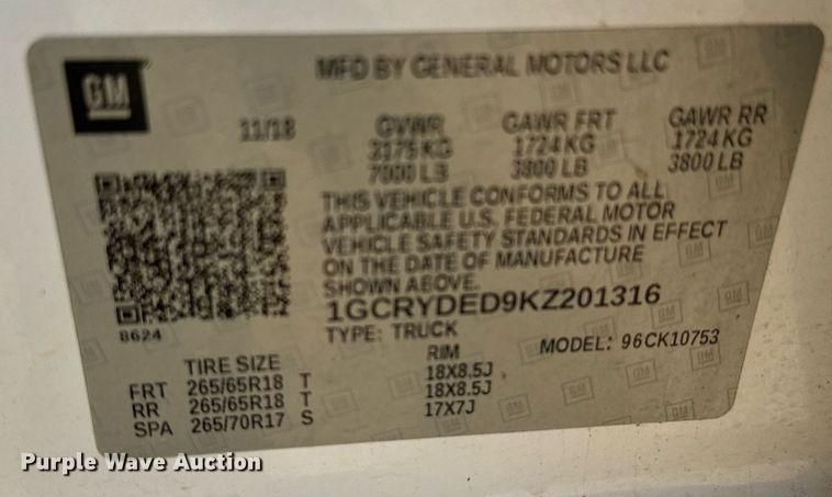 image for item IE9129 2019 Chevrolet  Silverado 1500 Double Cab pickup truck