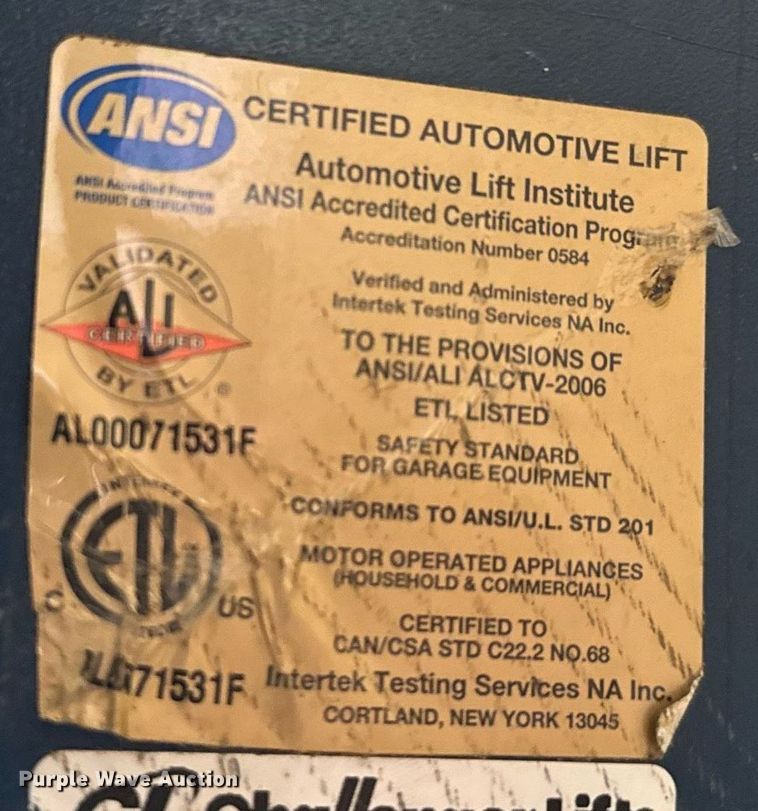 image for item IE9135 Challenger Lifts VS10 automotive lift