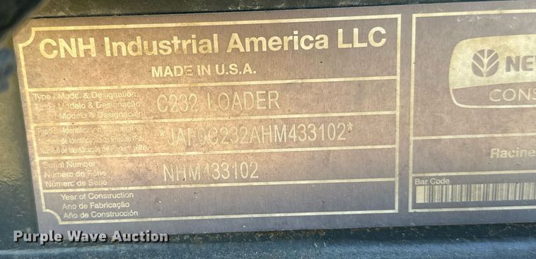 image for item IE9146 2017 New Holland C232 tracked skid steer loader