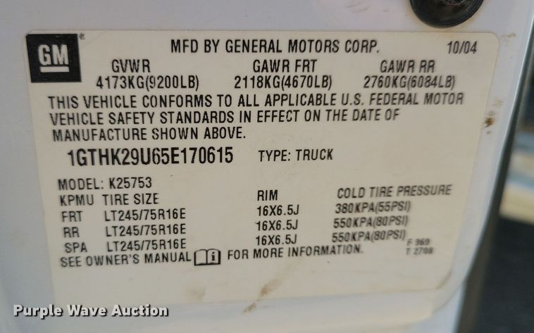 image for item JO9385 2005 GMC Sierra 2500HD Ext. Cab pickup truck