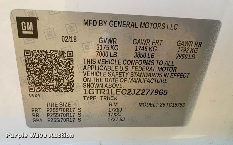 image for item JT9733 2018 GMC Sierra 1500  Double Cab flatbed pickup truck