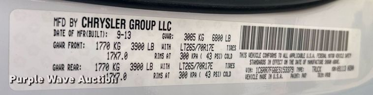 image for item LC9249 2014 Dodge Ram 1500 Quad Cab pickup truck