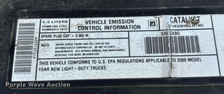 image for item MV9258 2000 Chevrolet  Silverado 1500  Ext. Cab pickup truck