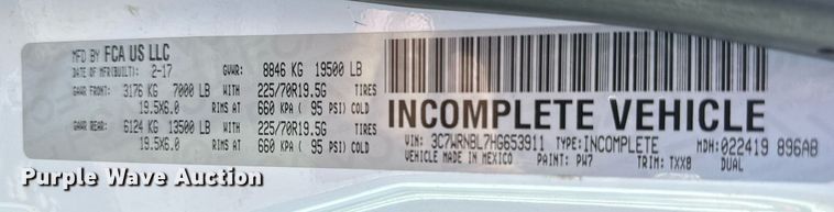 image for item MV9271 2017 Dodge  Ram 5500HD flatbed truck