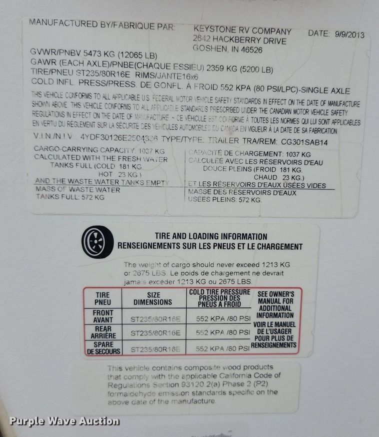 image for item NZ9831 2014 Keystone RV Cougar 301SAB14 camper