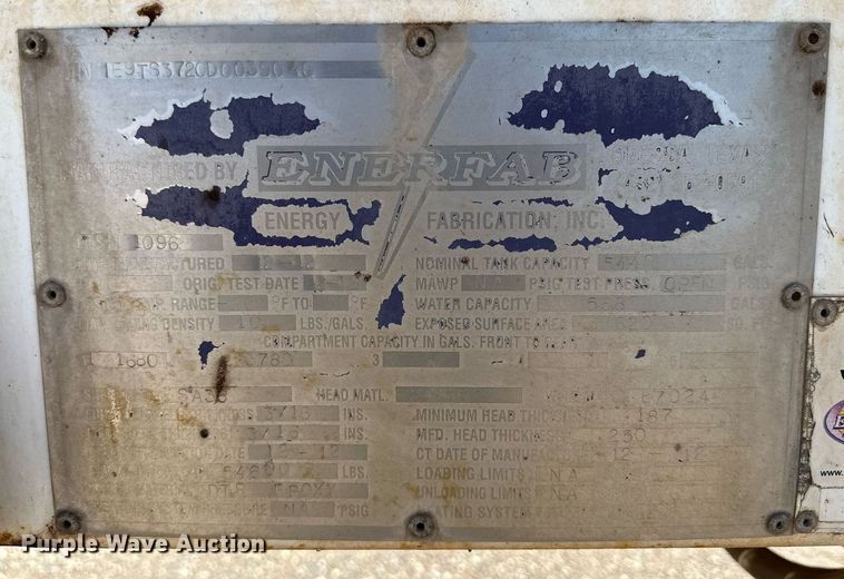 image for item DD3276 2013 Enerfab tank trailer