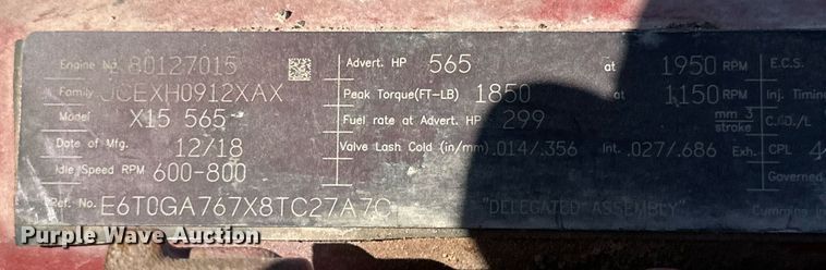 image for item DD3278 2018 Cummins X15 engine