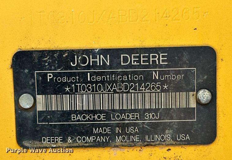 image for item DD3316 2012 John Deere 310J backhoe