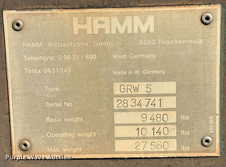 image for item DD3363 Hamm GRW5 pneumatic roller