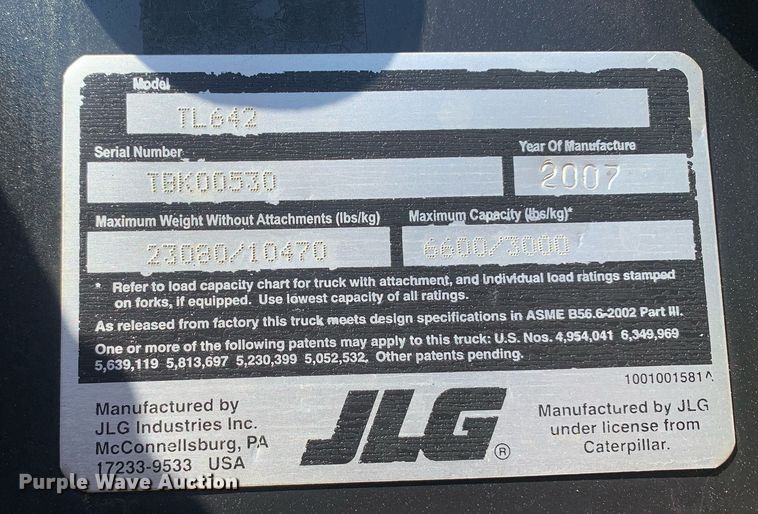 image for item DM1822 2007 Caterpillar TL642 telehandler