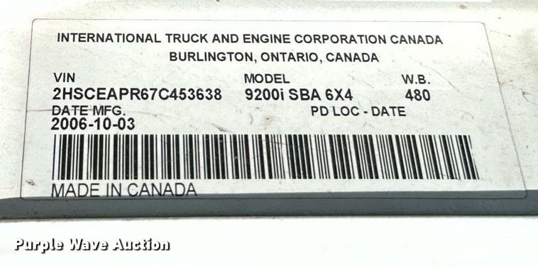image for item DN0778 2007 International  9200i semi truck