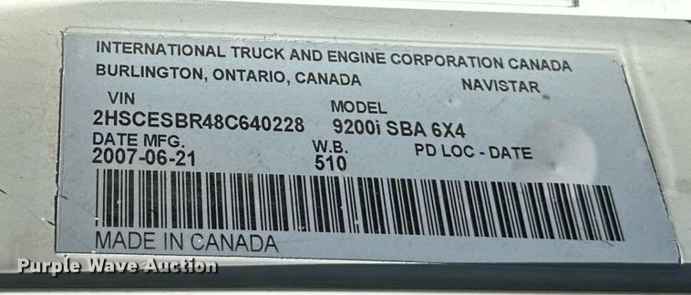 image for item DN0780 2008 International  9200i semi truck