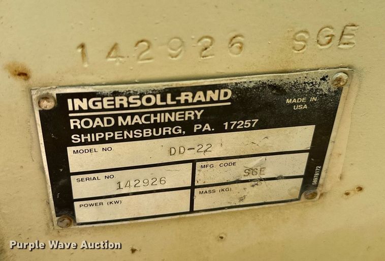 image for item DN0783 1995 Ingersoll Rand  DD22 double drum vibratory roller