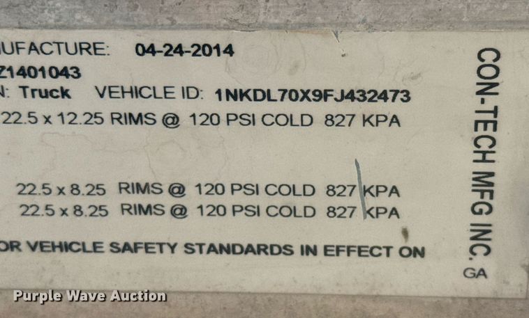 image for item DO2519 2015 Kenworth T800 ready mix truck