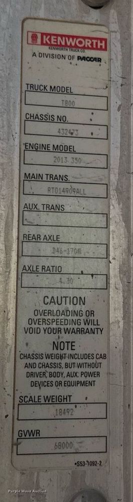 image for item DO2519 2015 Kenworth T800 ready mix truck