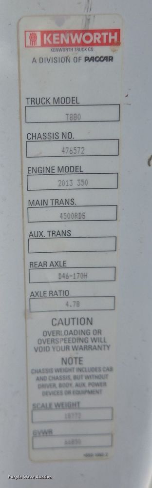 image for item DO2523 2016 Kenworth T880 ready mix truck