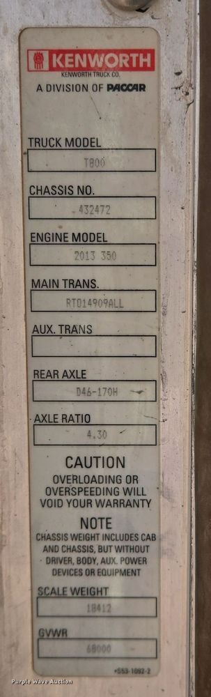 image for item DO2524 2015 Kenworth T800 ready mix truck