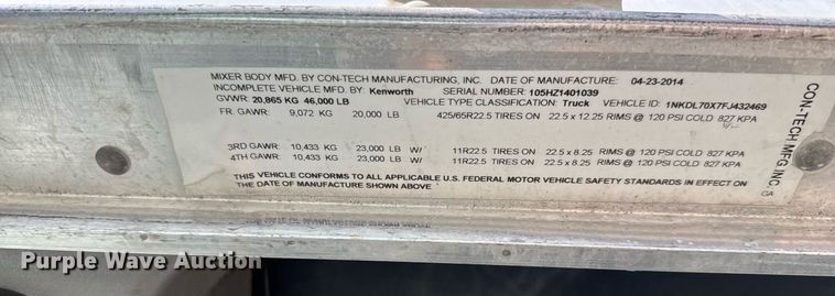 image for item DO2526 2015 Kenworth T800 ready mix truck