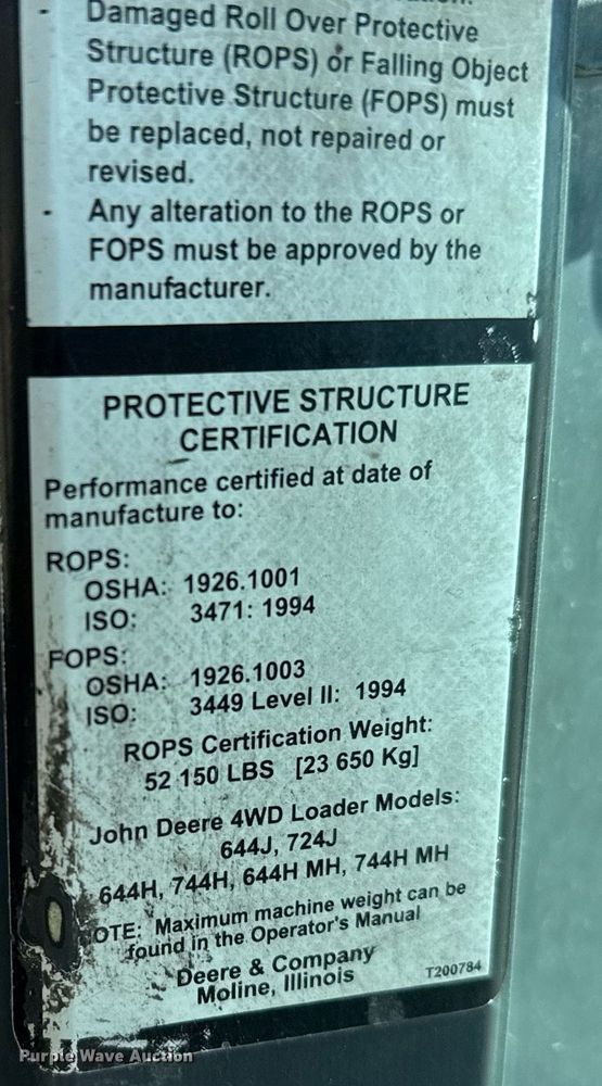 image for item DO2529 2008 John Deere 644J wheel loader