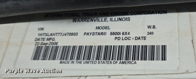 image for item DO2531 2007 International Paystar 5500i ready mix truck