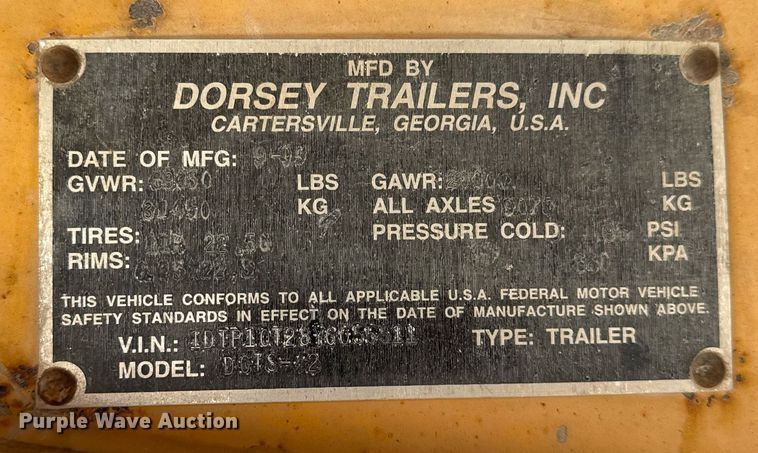 image for item DO2539 2000 Dorsey DGTS-42 flatbed trailer
