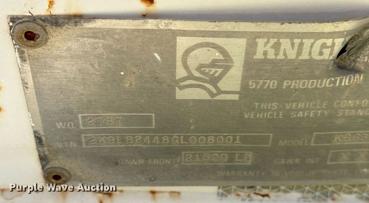 image for item DO2542 1986 Knight KB632 lowboy equipment trailer