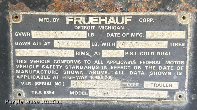 image for item DO2544 1980 Fruehauf TEHF2R7000 tank trailer