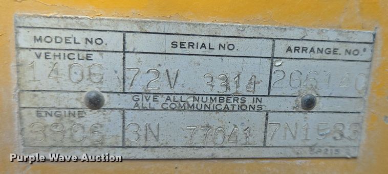 image for item DO2546 1978 Caterpillar  140G motor grader