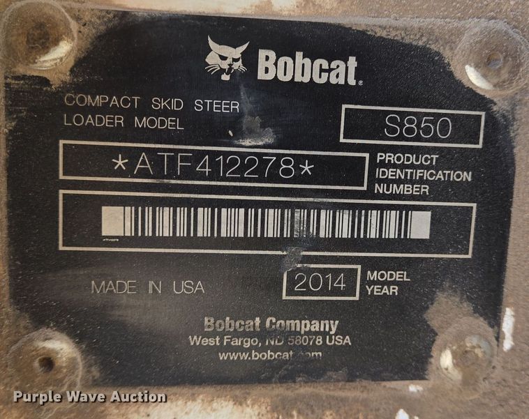 image for item DO2549 2014 Bobcat S850 skid steer loader