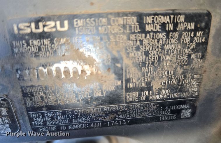 image for item DO5465 2015 Takeuchi TB1140 Series 2 mini excavator