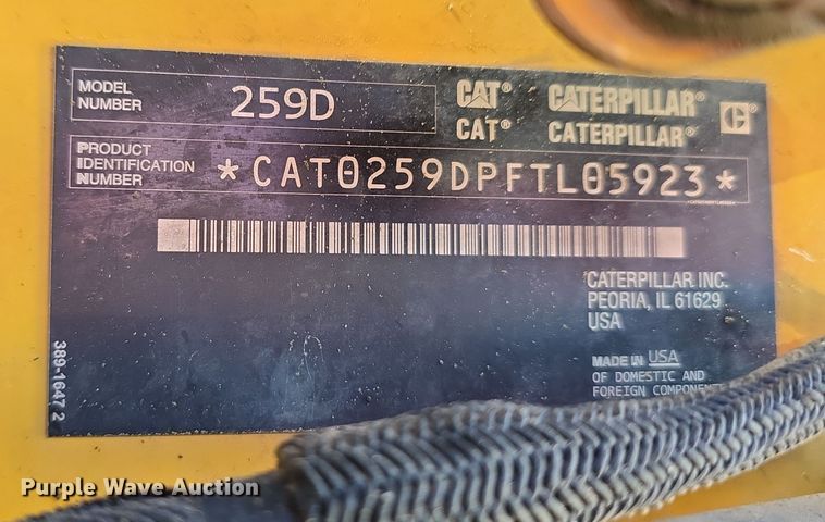 image for item DO5477 2015 Caterpillar 259D tracked skid steer loader