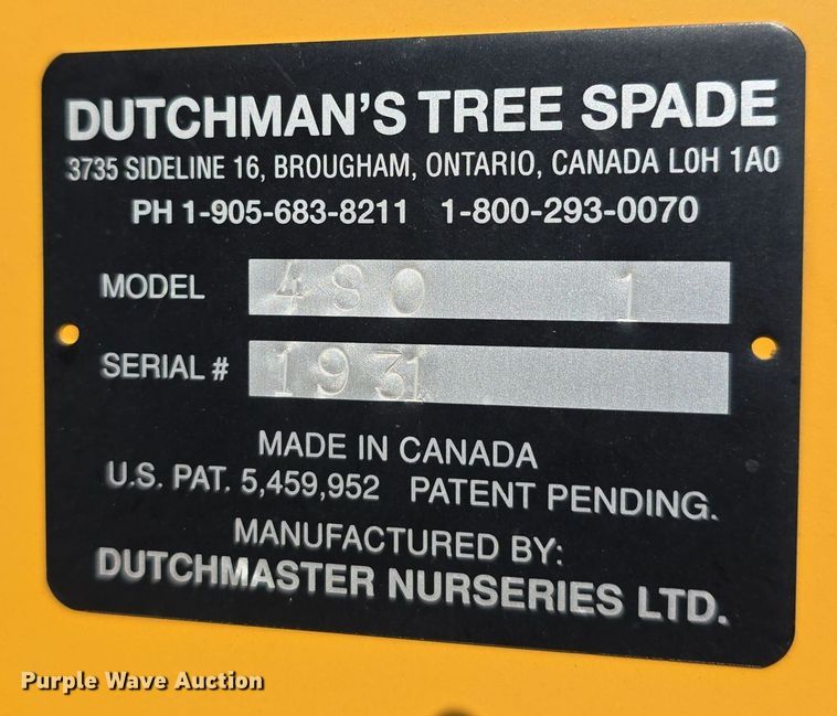 image for item DO5532 Dutchmaster Nurseries 480 1 skid steer tree spade