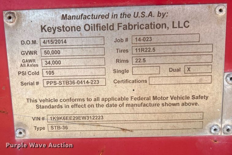 image for item DO7547 2014 Keystone Oilfield Fabrication, LLC conveyor