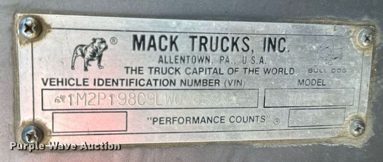 image for item DP8542 1990 Mack RD690S dump truck