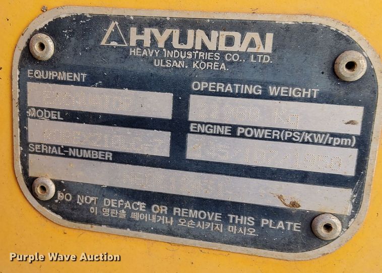 image for item DQ6179 2005 Hyundai  210LC excavator