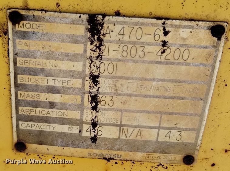 image for item DQ6181 2011 Komatsu WA470-6 wheel loader