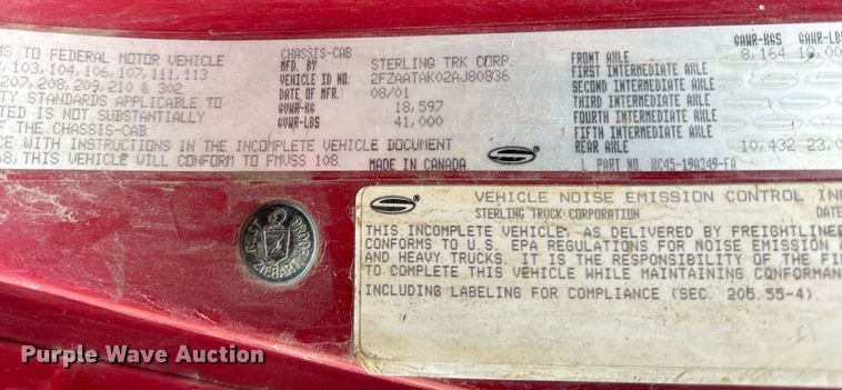 image for item DT2006 2002 Sterling  L-Line hydrovac truck