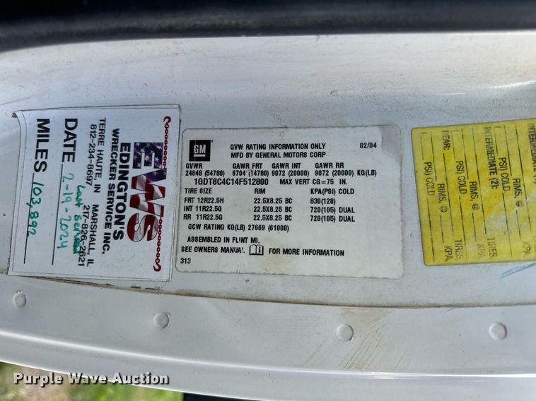 image for item DT2014 2004 GMC C8500 dump truck