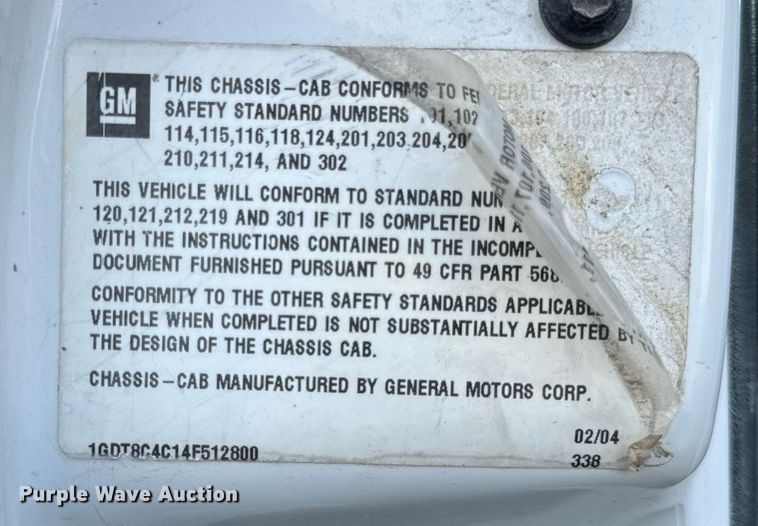 image for item DT2014 2004 GMC C8500 dump truck