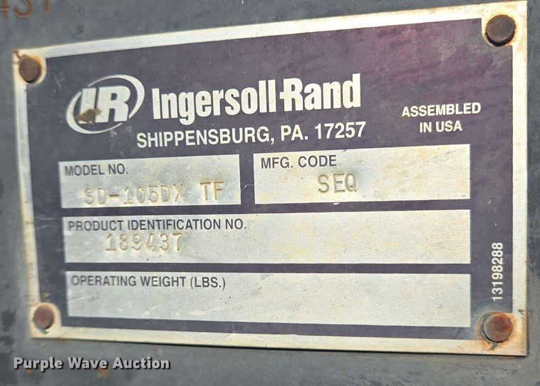 image for item DT5284 2006 Ingersoll-Rand SD-105DX TF single drum vibratory roller