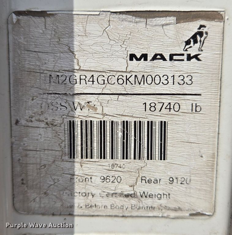 image for item DV5255 2019 Mack Granite dump truck