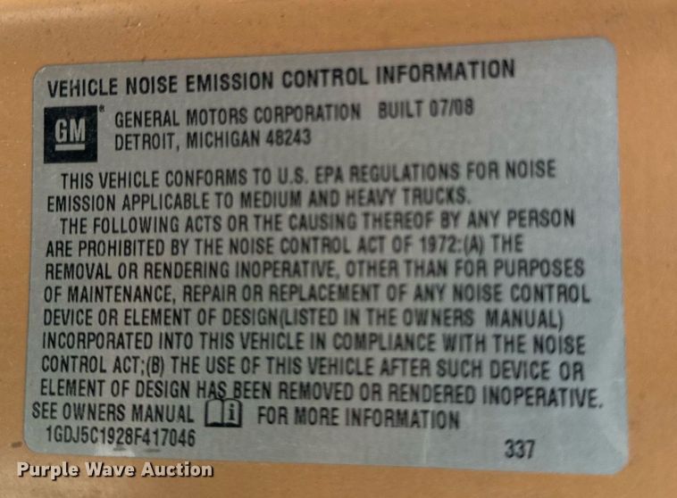 image for item DV5947 2008 GMC C5500 utility / service truck