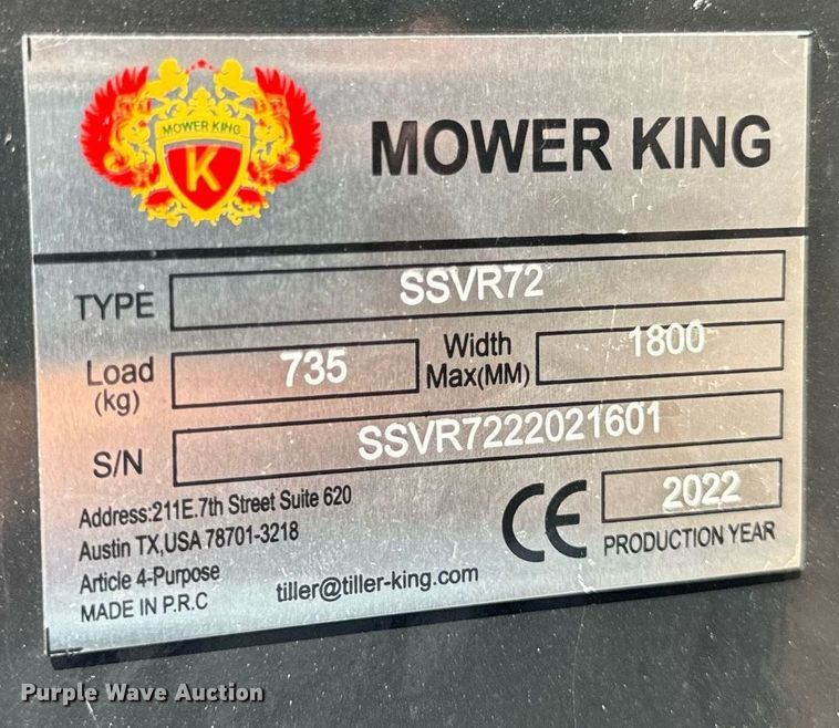 image for item DV5972 2022 Mower king  SSVR72 skid steer vibratory roller