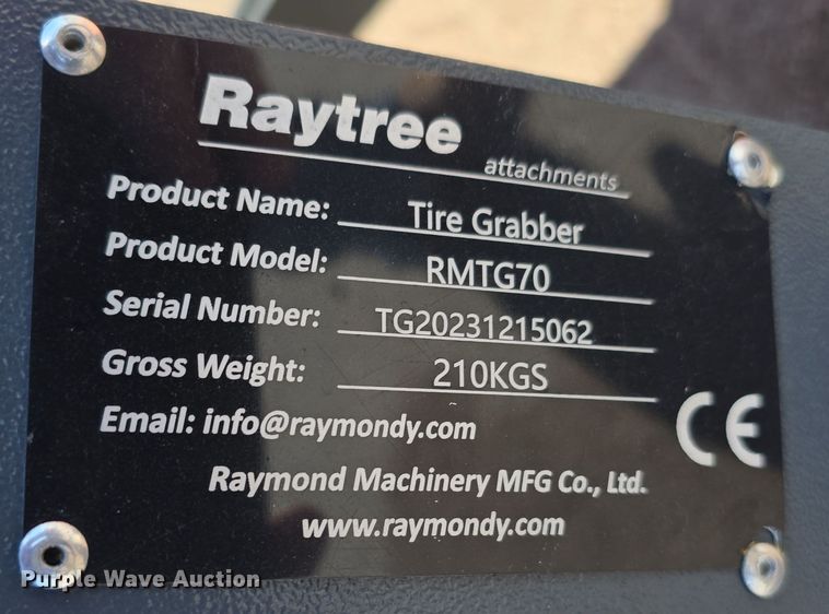 image for item DW3824 2023 RayTree Attachments RMTG70 skid steer tire grabber