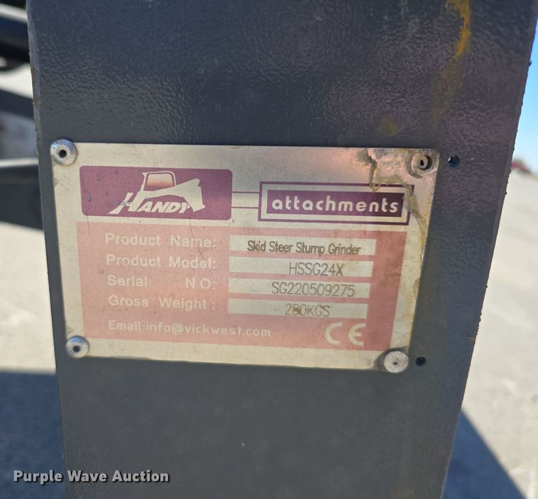 image for item DW3826 Handy Attachments HSSG24X skid steer stump grinder