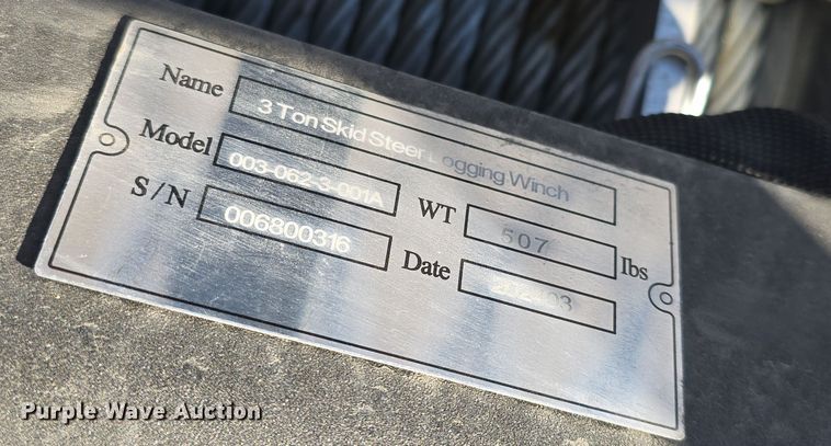 image for item DW3830 2024 Skid steer logging winch