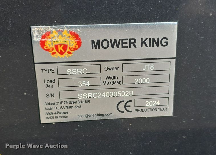 image for item DW3834 2024 Mower King SSRC skid steer rotary mower