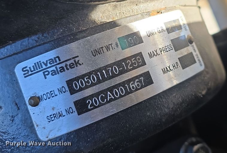 image for item DW3835 2020 Sullivan Palatek D210UHJD4PT0W air compressor